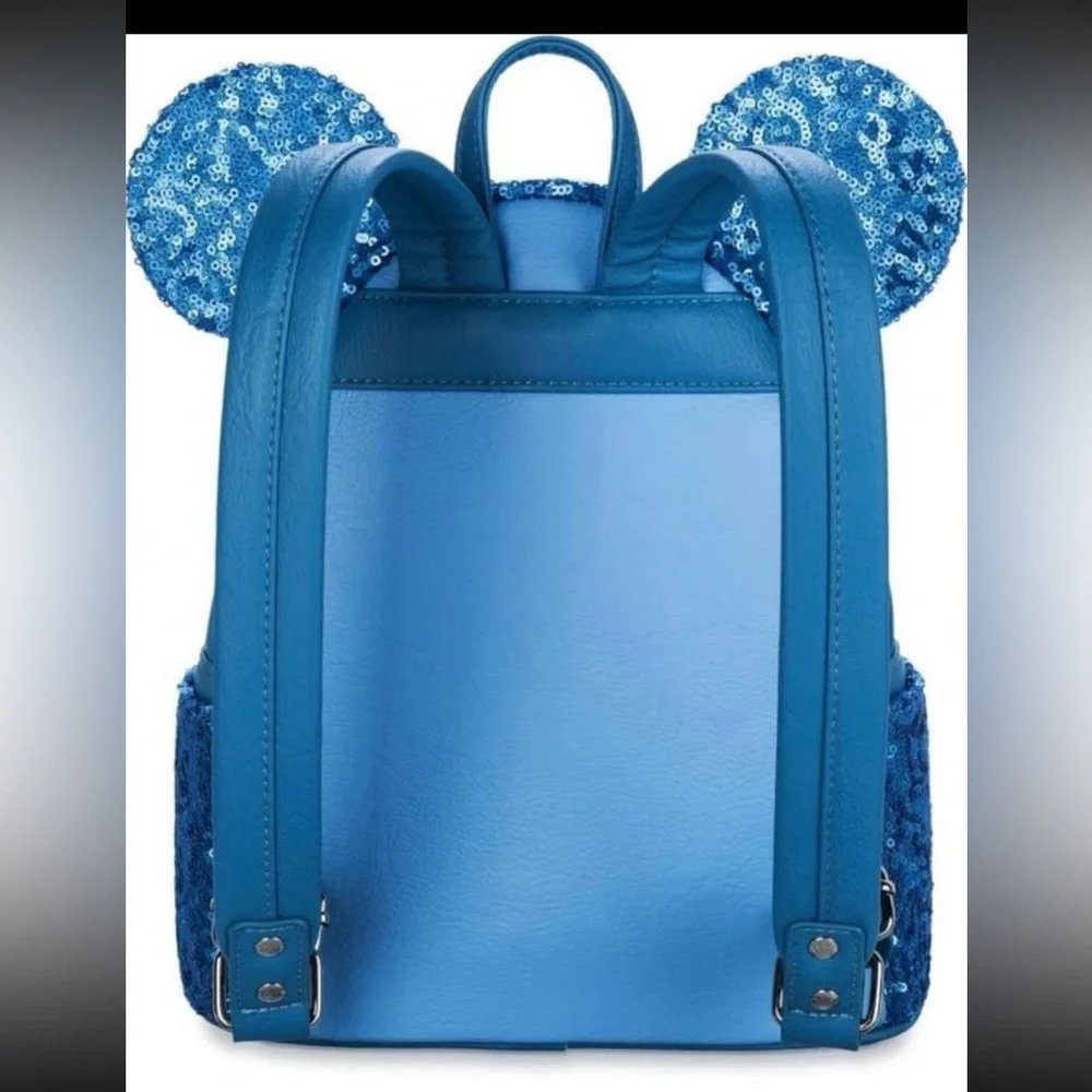 Disney Parks Exclusive Blue Sequin Loungefly Backpack - Picture 2 of 2